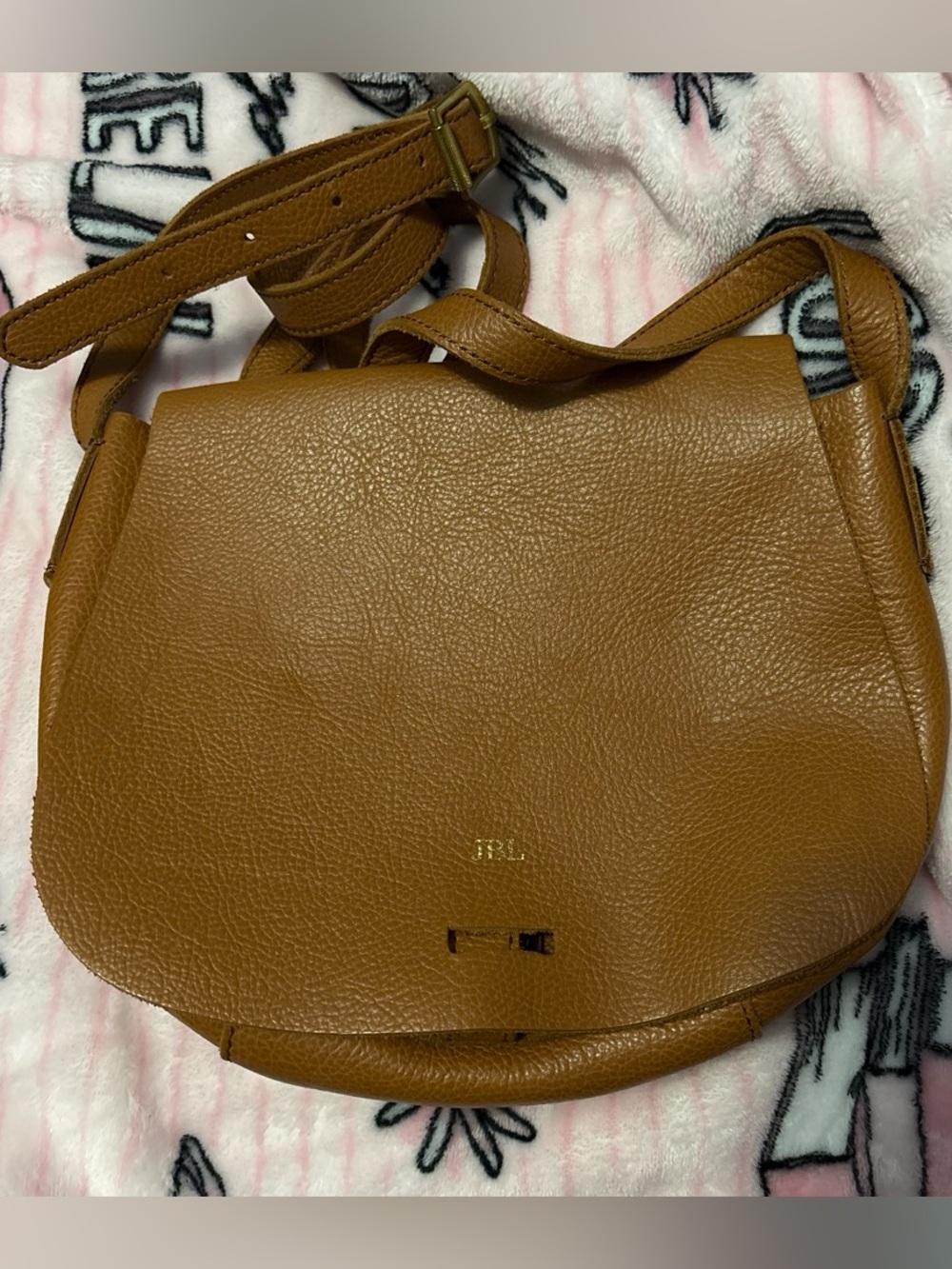 Tan Leather Crossbody Saddle Bag